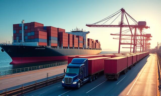 Multimodal cross-border transportation logistics from City of Industry